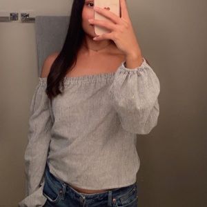 Brandy Melville Off-The-Shoulder Stripped Long Sleeve